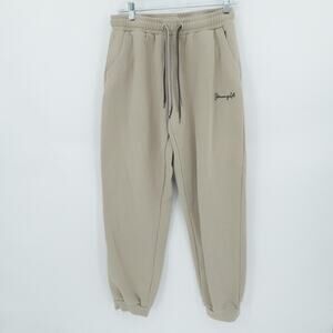YoungLA Sweatpants Mens Medium Beige Joggers Drawstring Athletic Casual Lounge